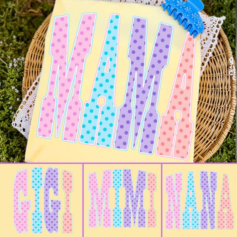 Polka Dots Mama PNG Bundle with Coquette Neon Girly Grandmacore design