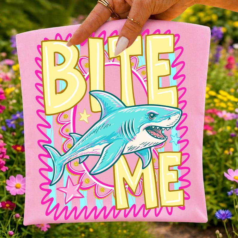 Preppy Bite Me Shark PNG Summer Beach Design