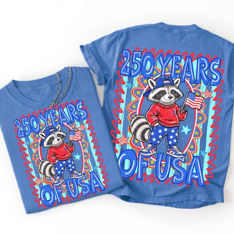 250 Years of USA Patriotic Raccoon PNG Design