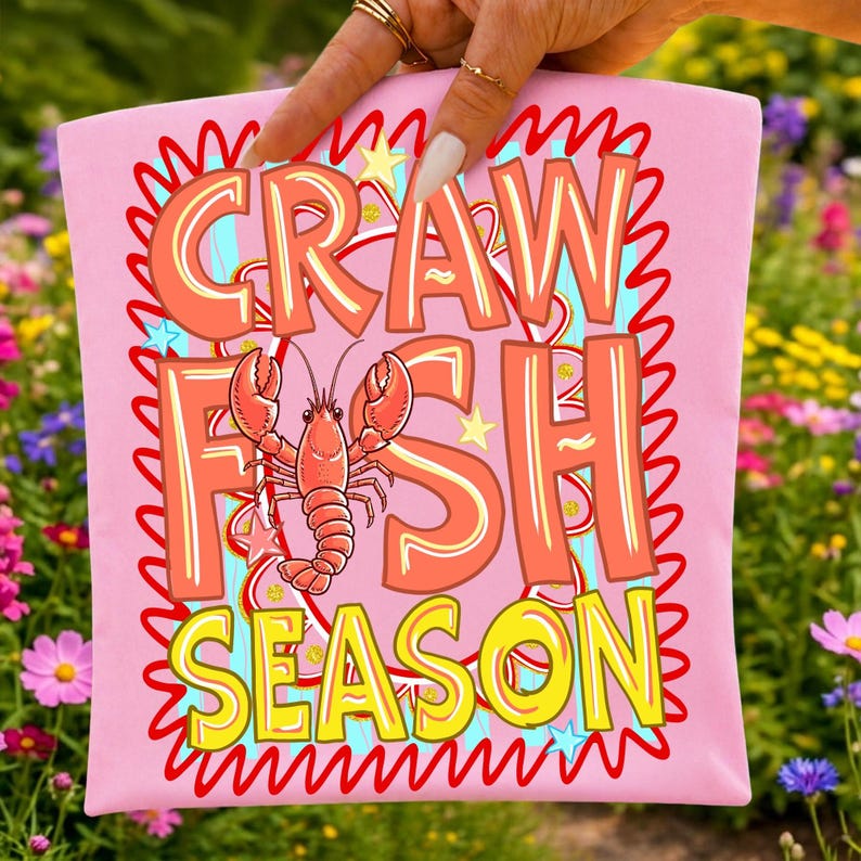 Preppy Crawfish Season PNG Brushstroke Sublimation Design