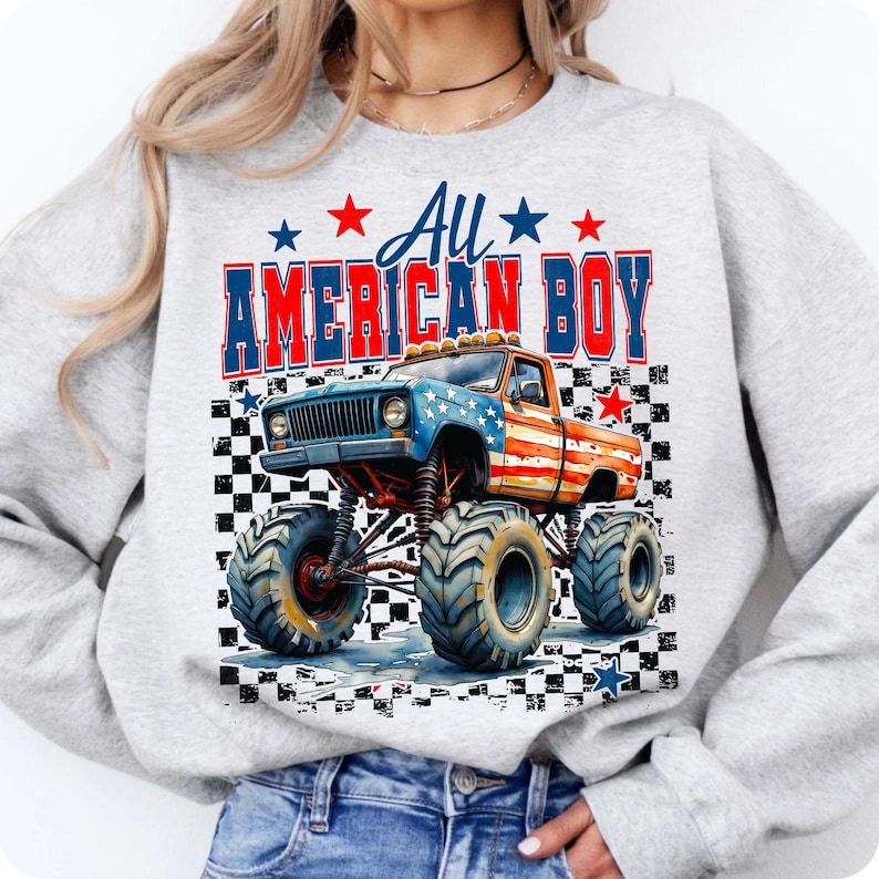 All American Boy PNG design on a t-shirt, perfect for 4th of July celebrations