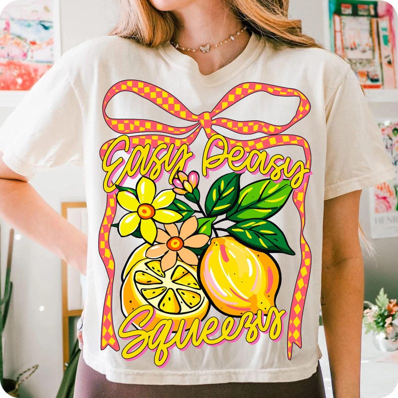Preppy Lemon Coquette PNG Digital Download Design