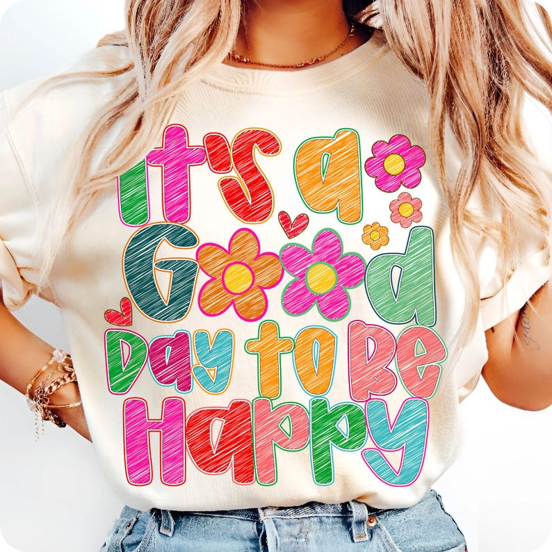 Happy Day Wildflower PNG Boho Mental Health Design
