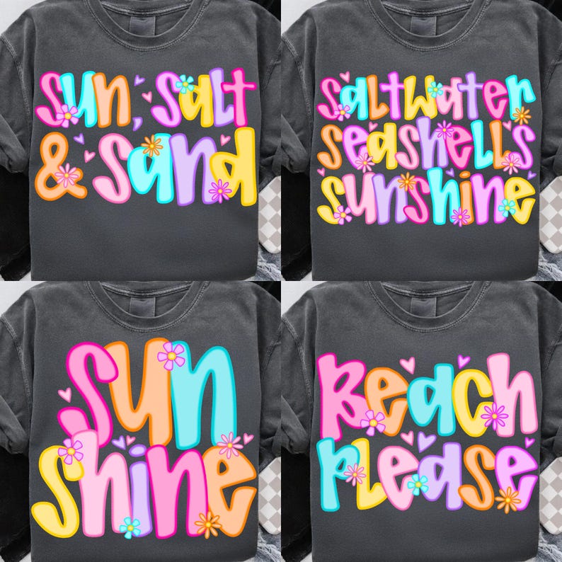 Preppy Beach Life PNG Bundle designs with retro summer vibes for sublimation projects