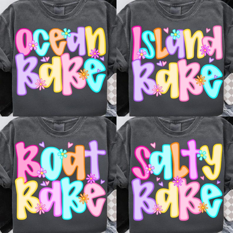 Preppy Beach Life PNG Bundle featuring retro summer shirt designs with a colorful beach vibe