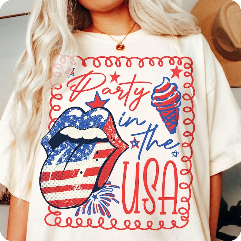 Girly "Party in the USA" Coquette 4th of July Sublimation Design PNG