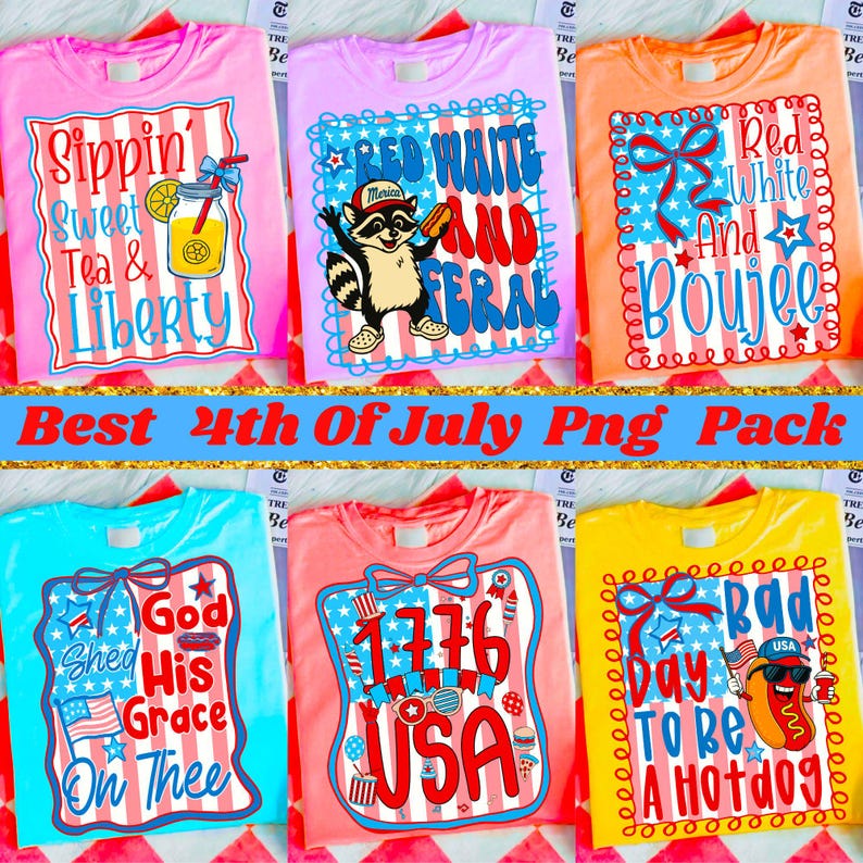 Retro 4th of July 'Sippin Sweet Tea and Liberty' PNG design on a shirt mockup with floral elements