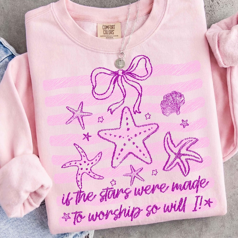 Preppy Pink Seashells Christian Summer Worship Sublimation Design
