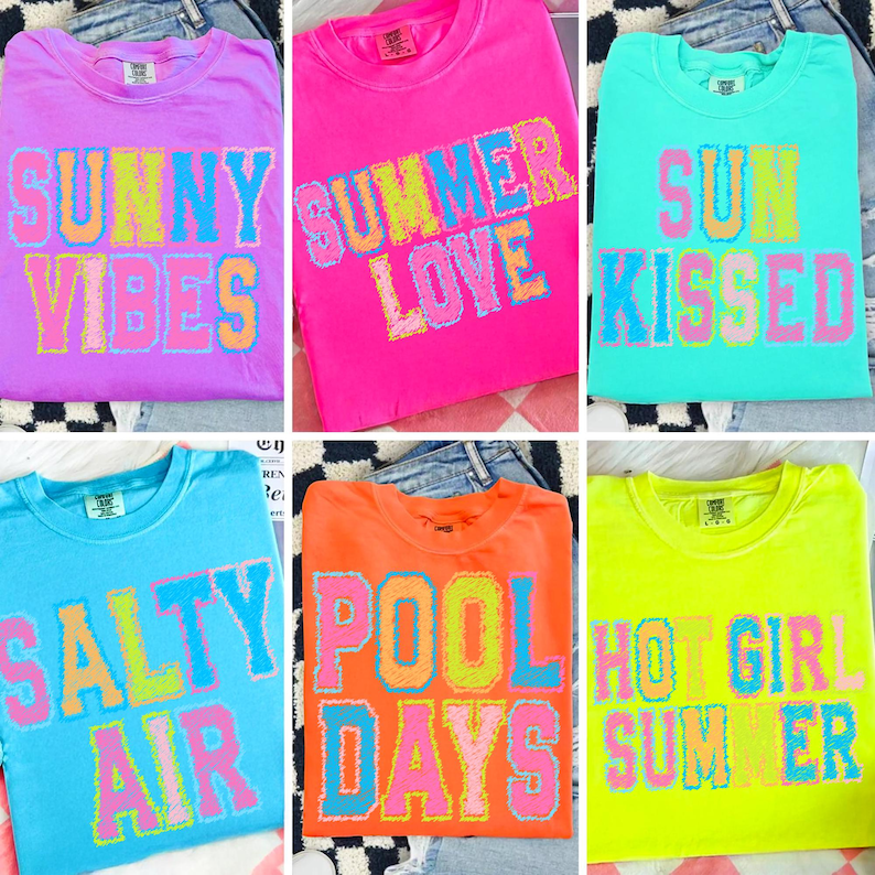 Vibrant Summer PNG Bundle featuring sketchy typography and neon beach designs