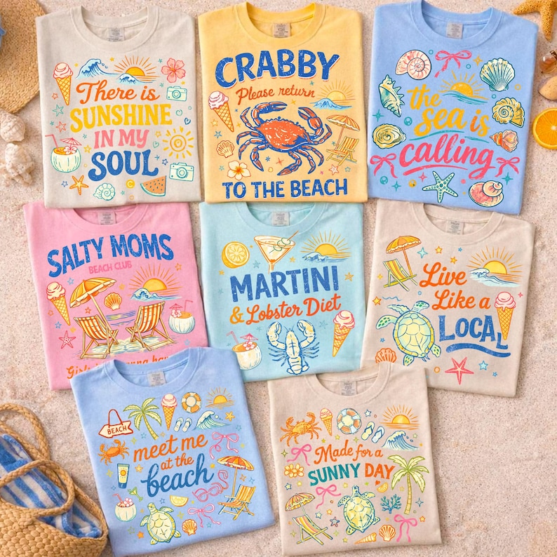 A collection of distressed retro summer PNG designs featuring sarcastic phrases and coquette bows.