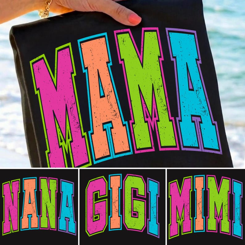 Retro Varsity Summer Mom PNG Sublimation Design Bundle