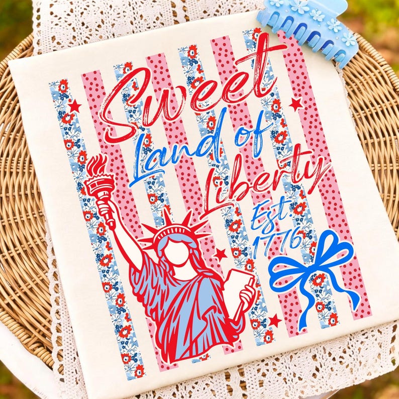 Retro 'Sweet Land of Liberty' PNG alphabet with distressed American flag stripes, perfect for 4th of July crafts.