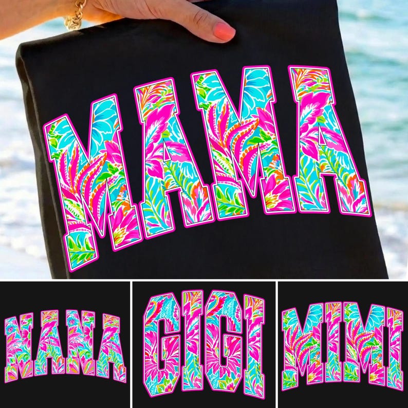 Image of Mama GIGI Bundel Retro Floral Summer PNG Coastal Aesthetic Beach Sublimation Design Girly Coquette Hello Summer Brushstroke Lake Days