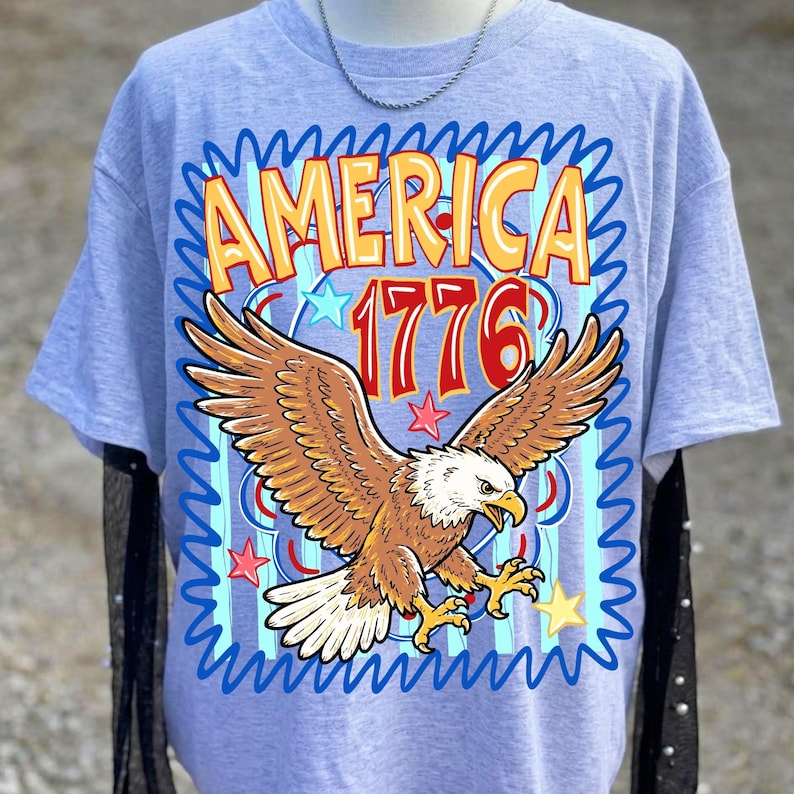 Retro America 250th Anniversary Eagle Sublimation Design with 1776 Text