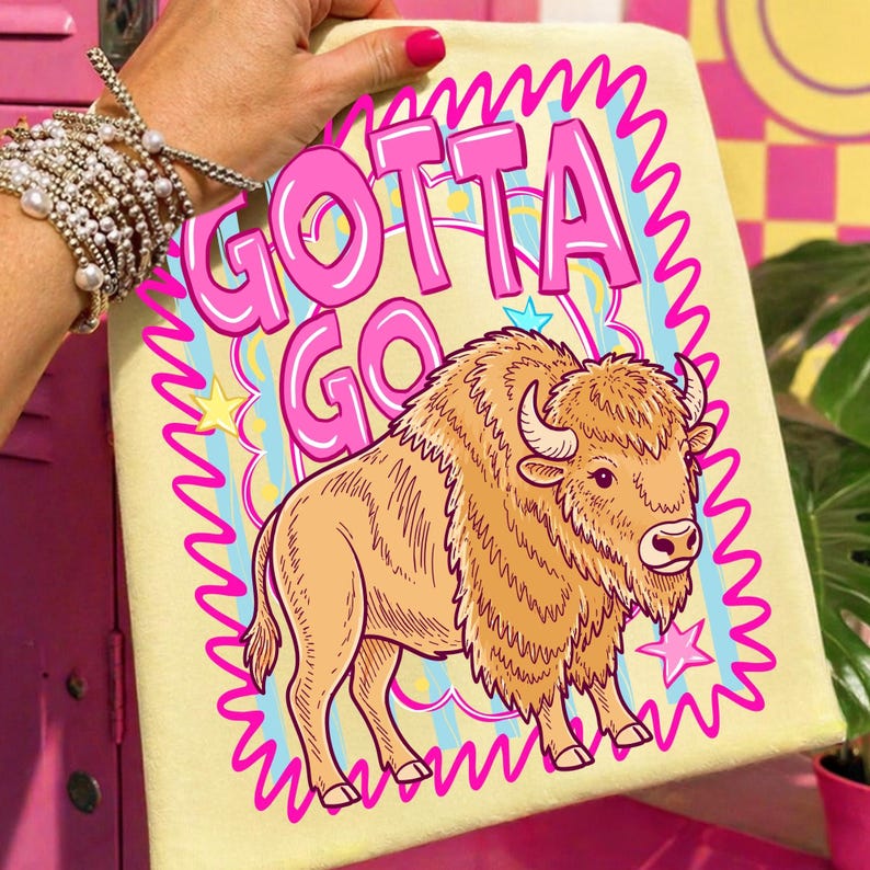 Gotta Go Buffalo PNG Striped Bison Sublimation Design on a T-Shirt