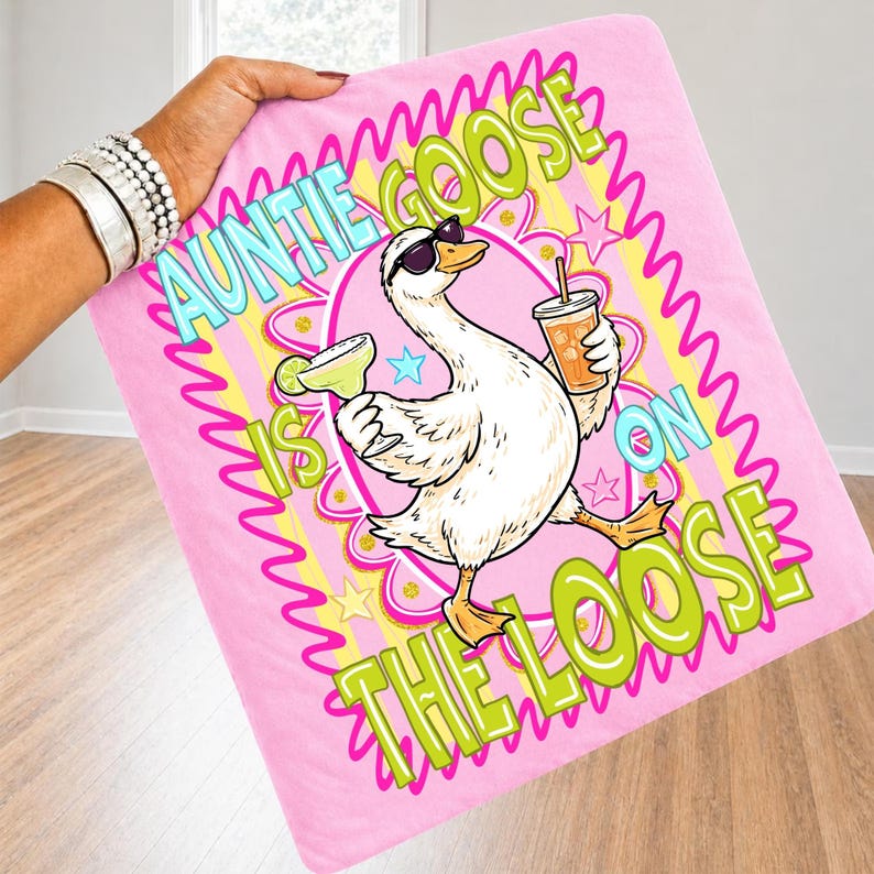 Auntie Goose Is On The Loose funny sublimation design on a t-shirt.