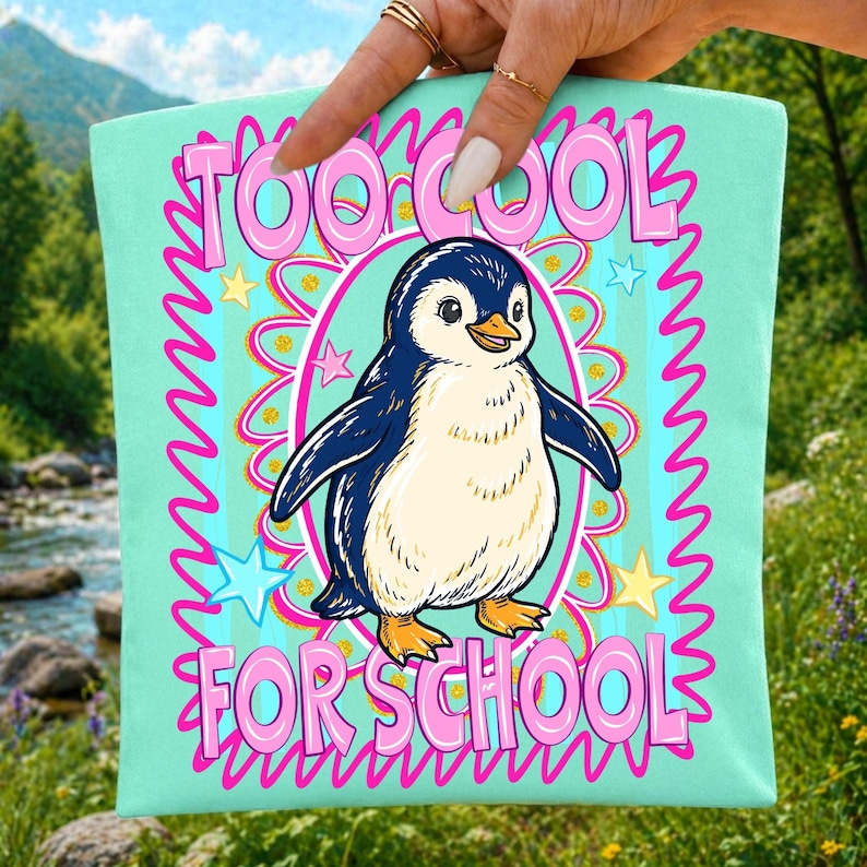 Retro Preppy Penguin Sublimation Design for Last Day of School Shirts