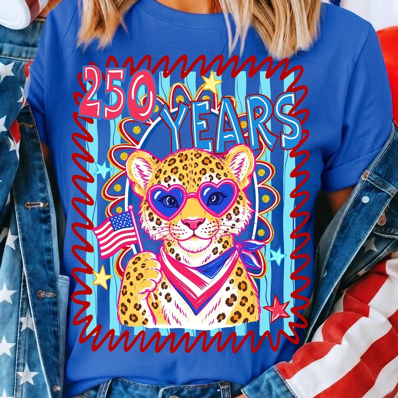 America 250 Patriotic Leopard PNG Digital Design for Sublimation and DTF