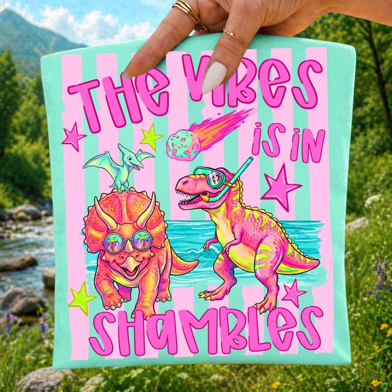 Sarcastic Dinosaur Beach The Vibes Is In Shambles PNG Design