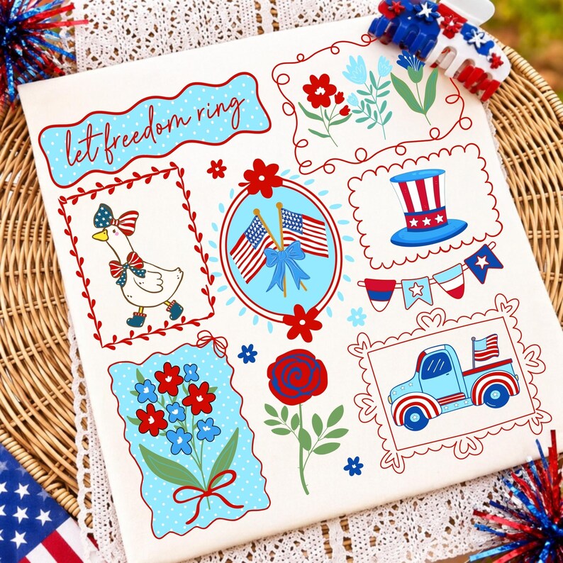 Cottagecore Patriotic Goose PNG Sublimation Design on T-Shirt