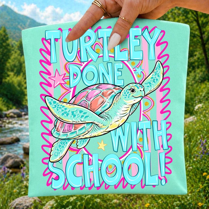 Turtley Done With School Retro Sea Turtle PNG Design