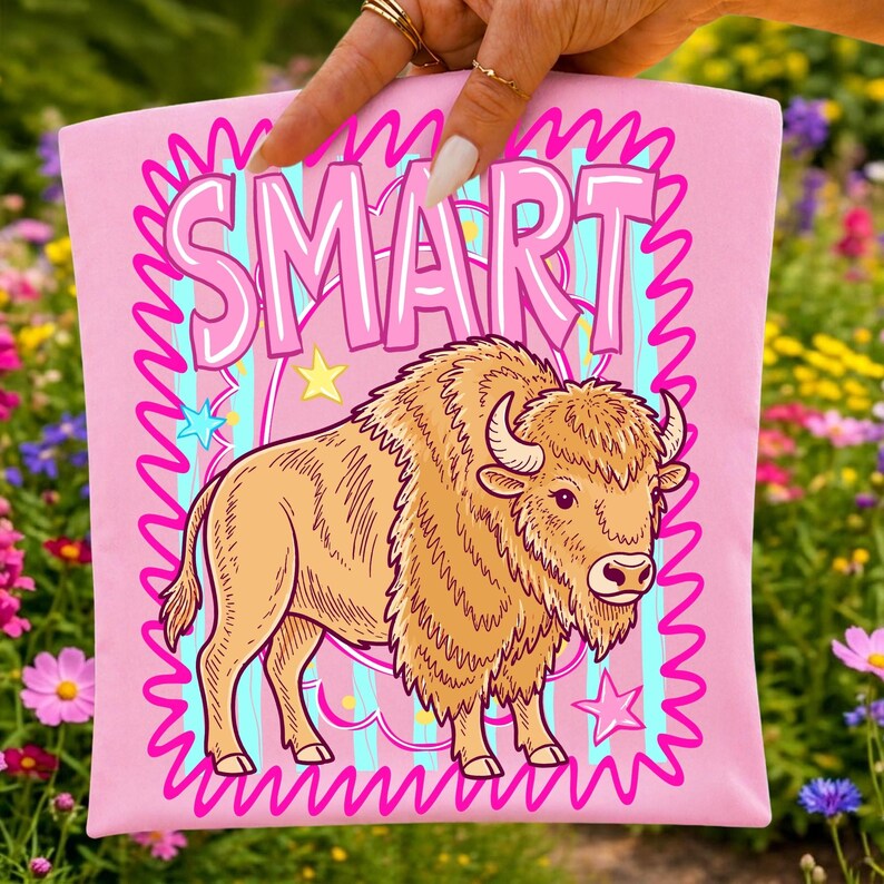 Smart Bison PNG design on a t-shirt, perfect for Back to School outfits.