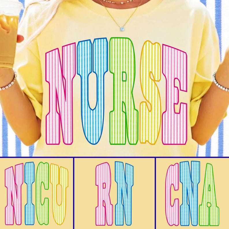 Vibrant Nurse Title PNG Bundle featuring CNA, RN, and Medical Staff designs for sublimation