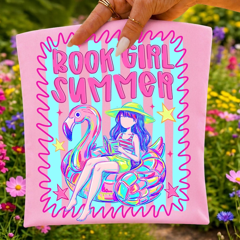 Vibrant Book Girl Summer PNG font bundle showcasing coastal and bookish elements.