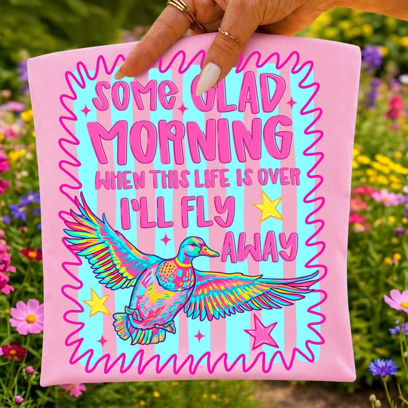 Preppy Colorful I'll Fly Away Faith Sublimation PNG Design