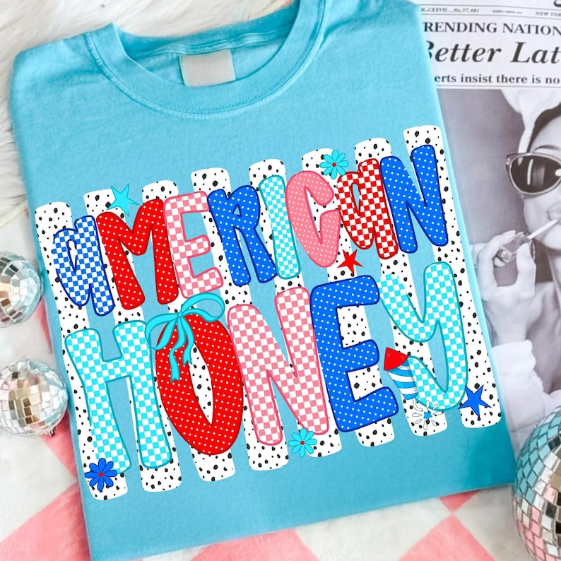 American Honey Retro 4th of July Shirt Design PNG