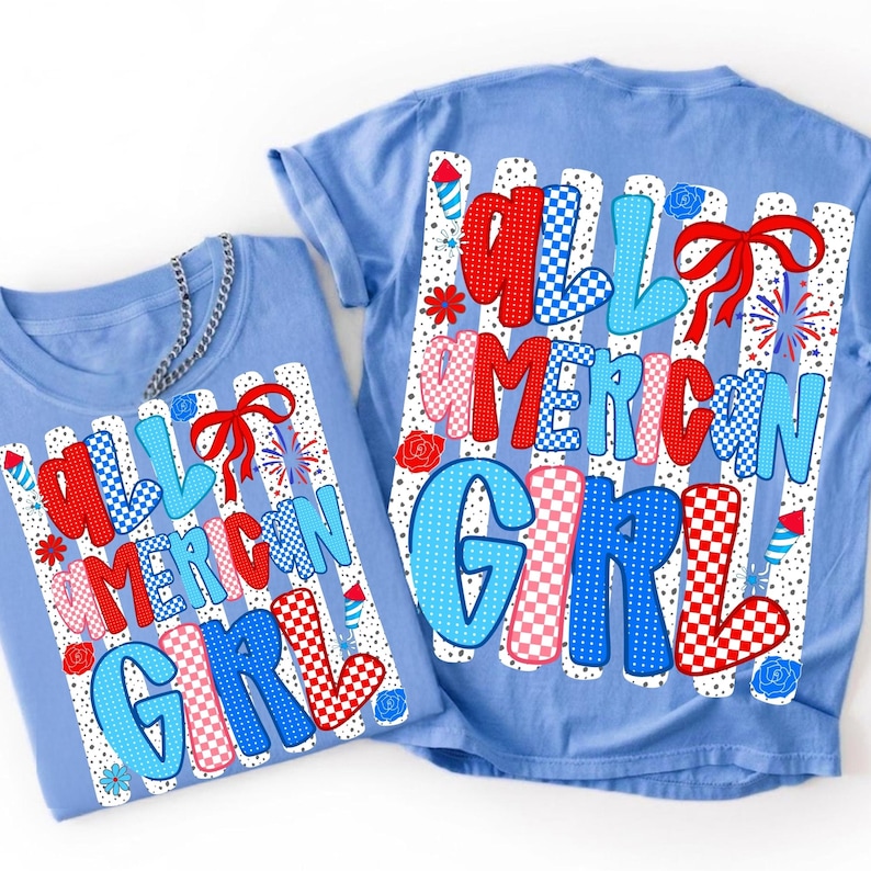 Retro 4th of July PNG Bundle display with various patriotic words and phrases in striped floral design, perfect for sublimation.
