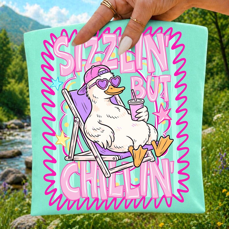 Sizzlin But Chillin Duck in Sunglasses Y2K Retro Sublimation Design