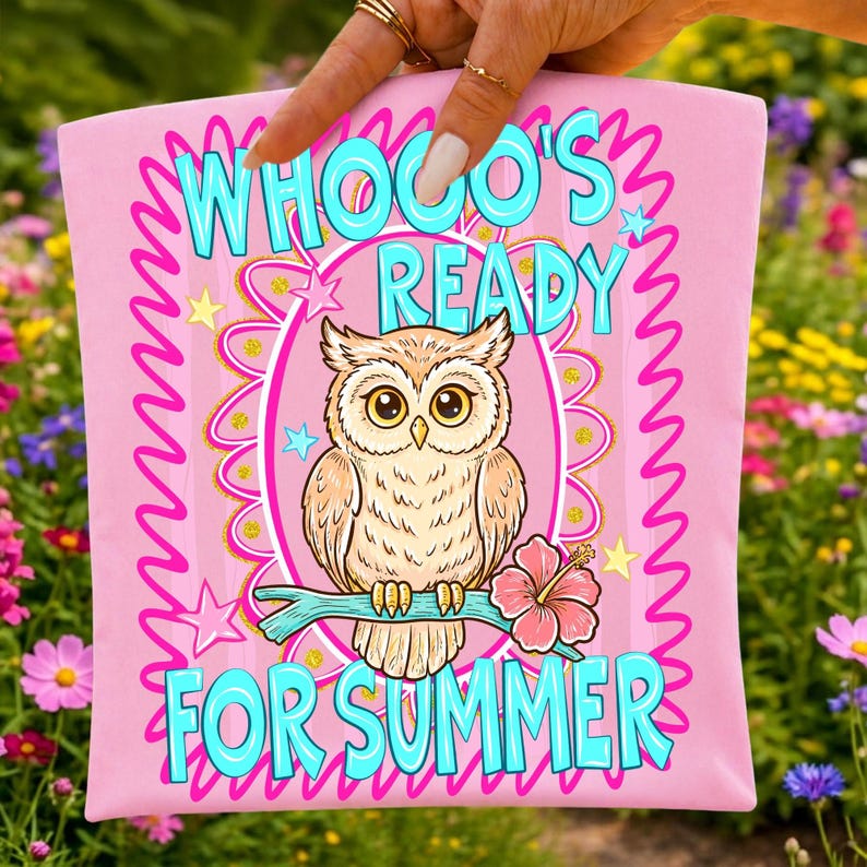 Cute Owl Whooos Ready for Summer PNG Sublimation Design