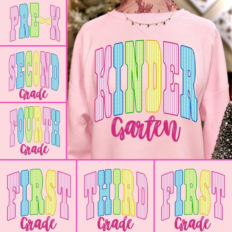 Back to School PNG Bundle Seersucker Stripe Designs