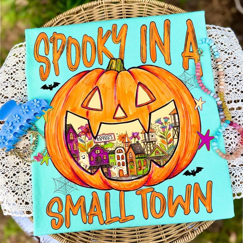 Custom Zip Code Halloween Town PNG design on a t-shirt mockup