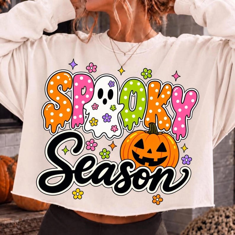 Retro Spooky Season Halloween Ghost Graphic PNG Design
