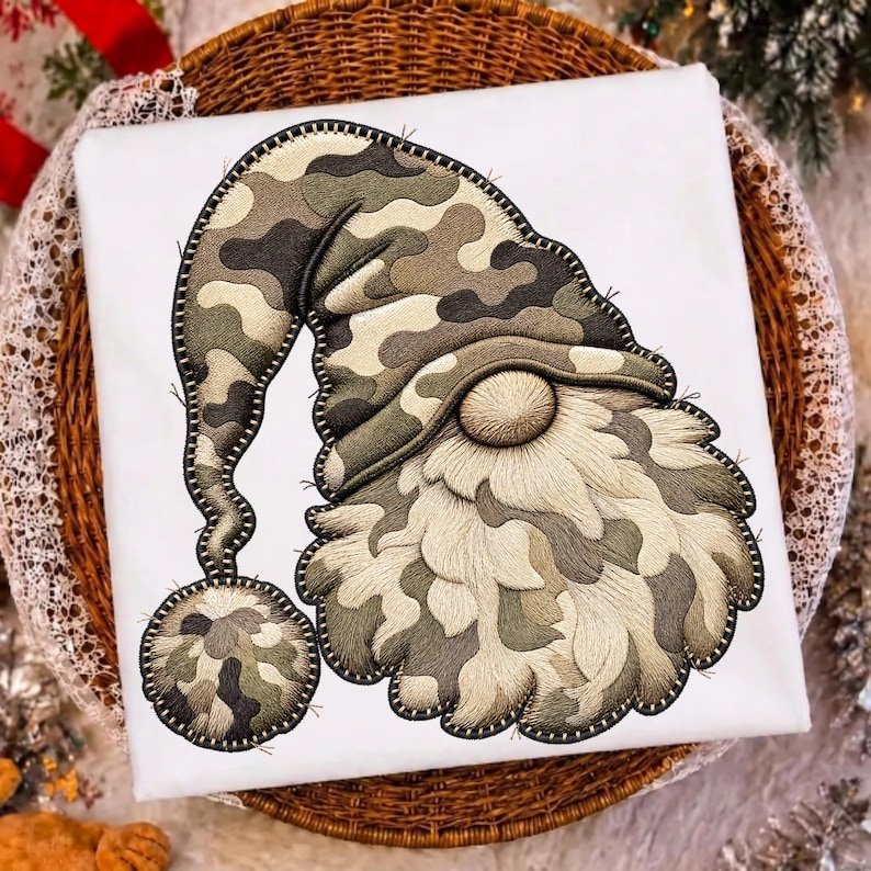 Camo Christmas Gnome PNG Sublimation Clipart Design