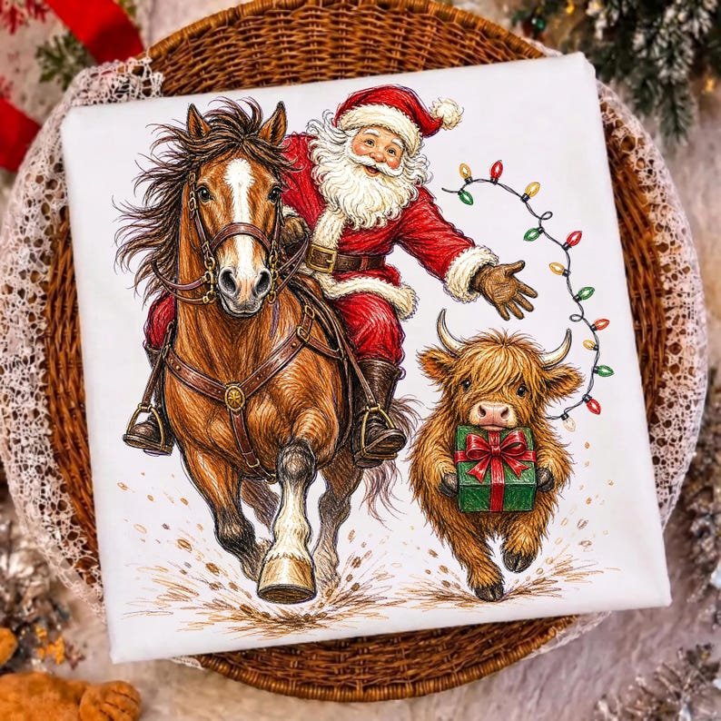 Western Christmas Cowboy Santa Sublimation Design Mockup