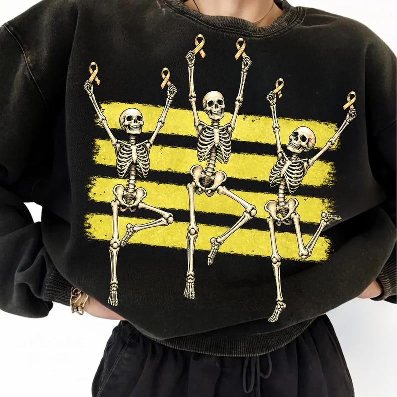 Unique Skeleton Gold Ribbon PNG for Childhood Cancer Awareness