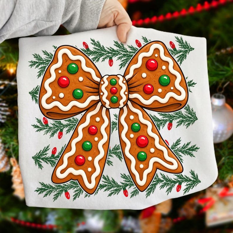 A festive flat-lay featuring gingerbread cookies and holiday ribbons