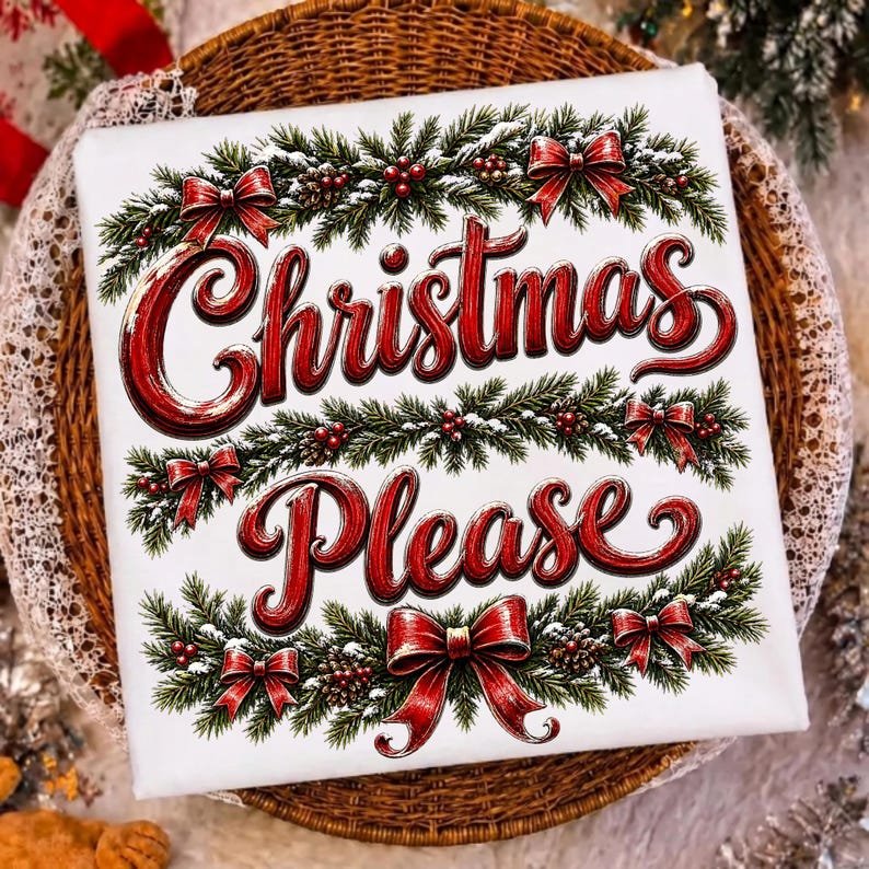 Vintage Christmas Bow Sublimation Design