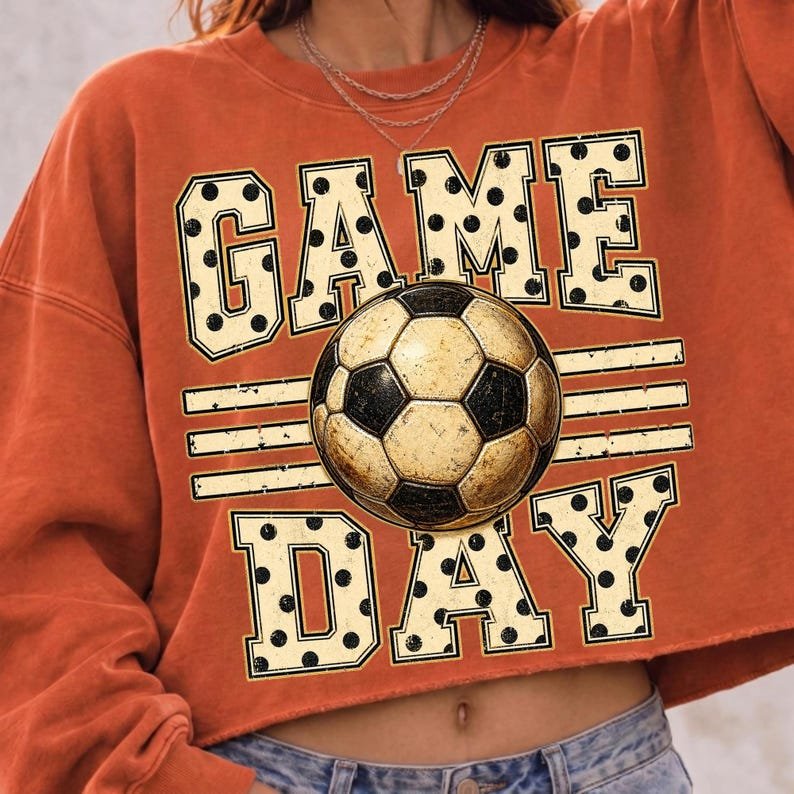Vintage Game Day Soccer Graphic Sweatshirt Design Mockup