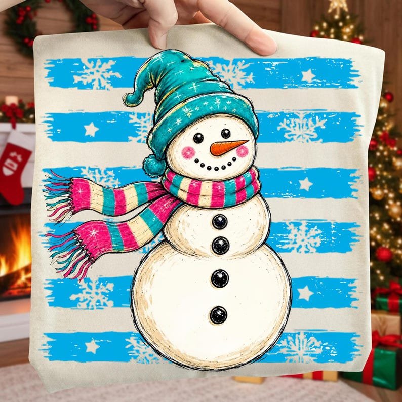 Cute Preppy Christmas Snowman PNG Design