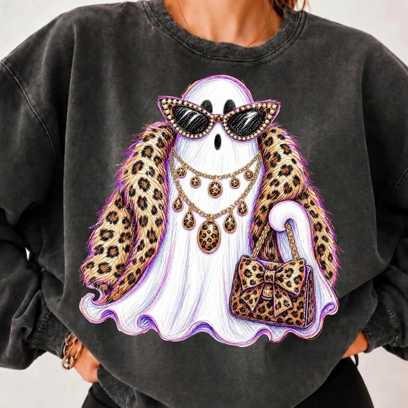 Leopard Print Glam Ghost PNG Digital Download