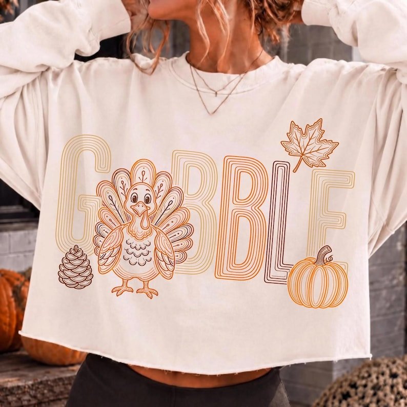 Retro Gobble Thanksgiving Turkey PNG Design Mockup