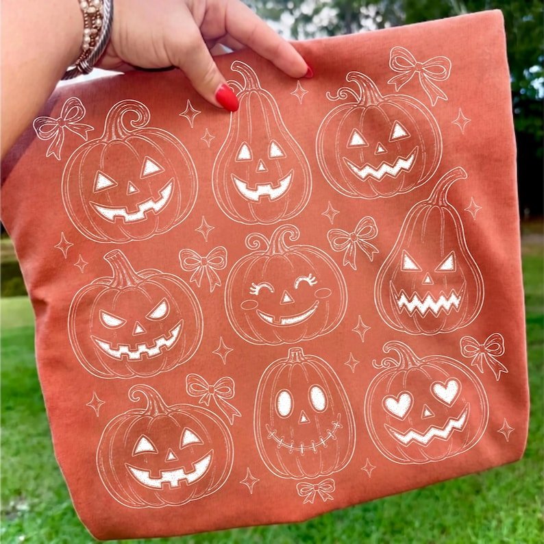 Retro Halloween Pumpkin Bow Sublimation PNG Design