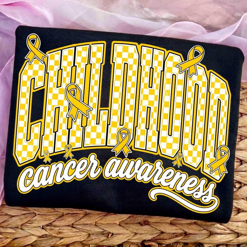 Childhood Cancer Awareness Gold Ribbon Checkerboard Sublimation PNG Design
