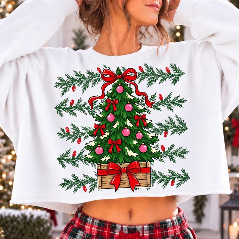 Preppy Polka Dot Christmas Tree Bow PNG digital design for sublimation