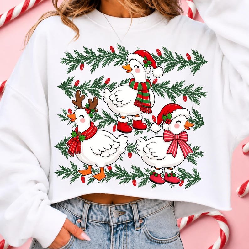 Preppy Christmas Goose PNG Sublimation Design