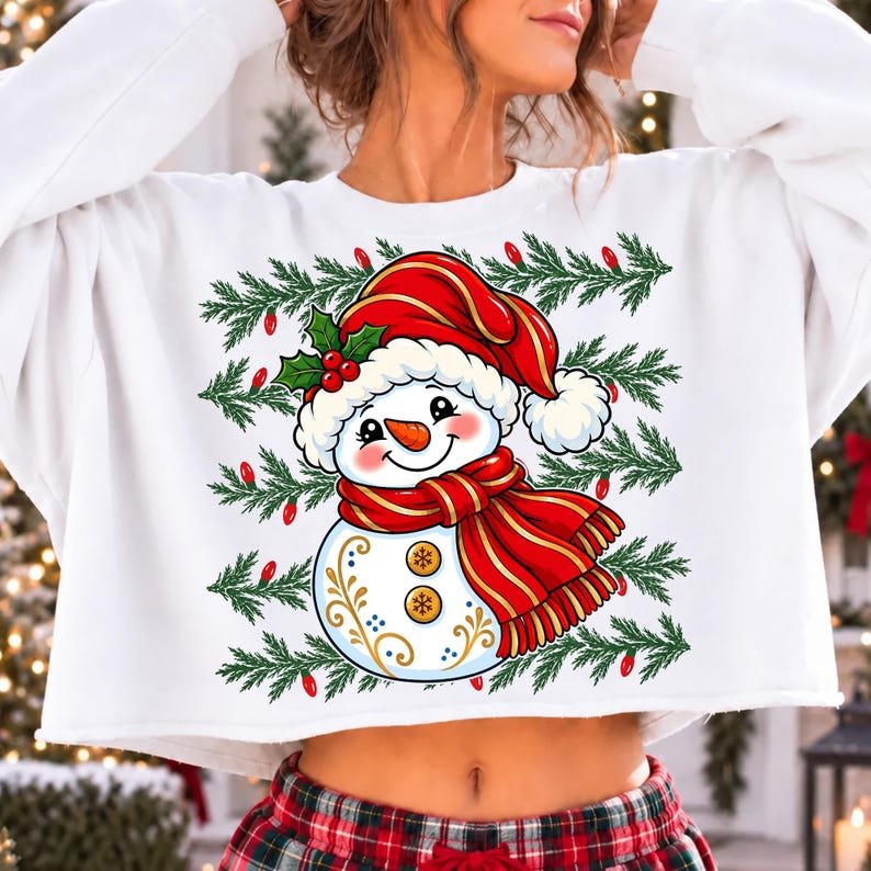 Cute Striped Snowman Sequin PNG for Christmas Sublimation